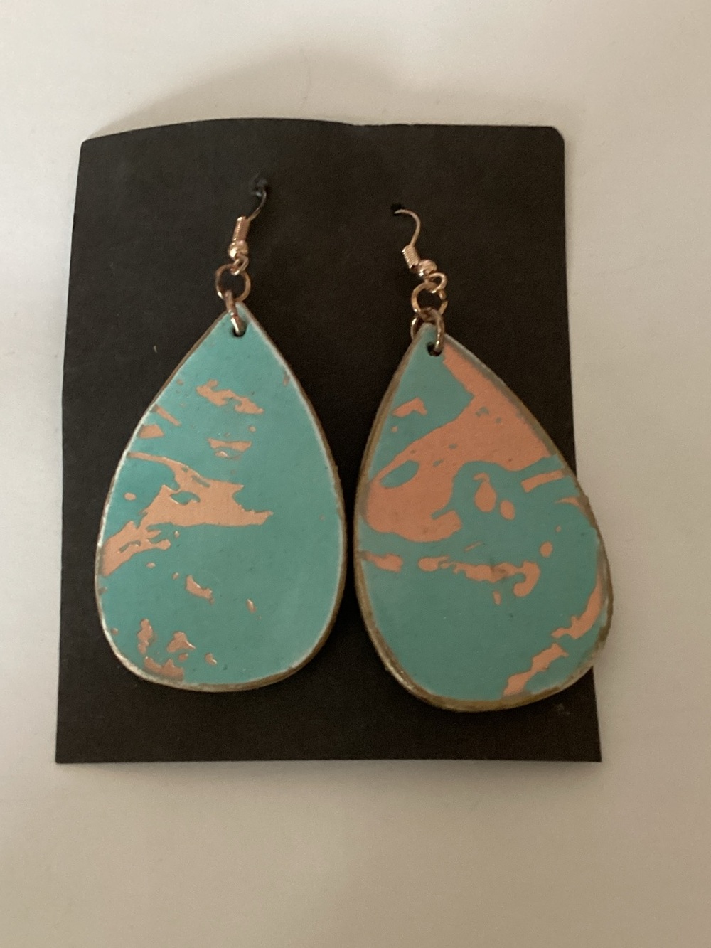 Turquoise Teardrop Earrings with Roseโ Gold Accents